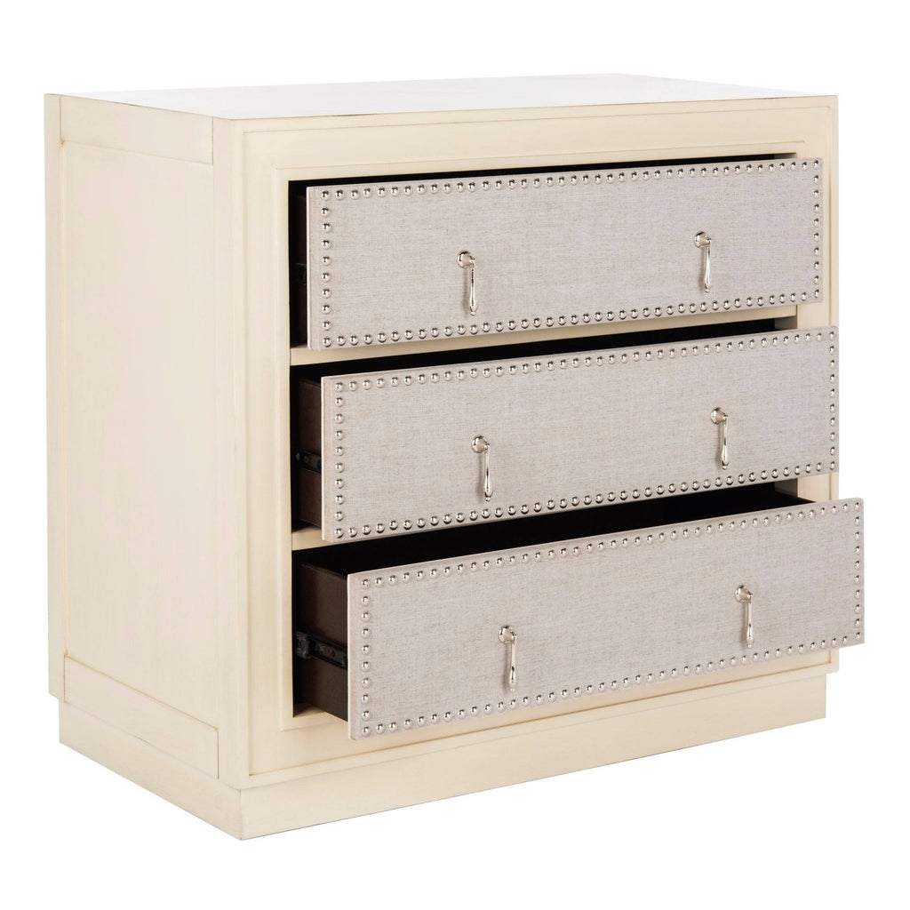 Beige Light Grey 3-Drawer Chest C7409