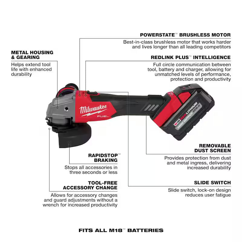18V Cordless 4-1/2 in./5 in. Grinder Kit with Two 6.0 Ah Batteries I6766