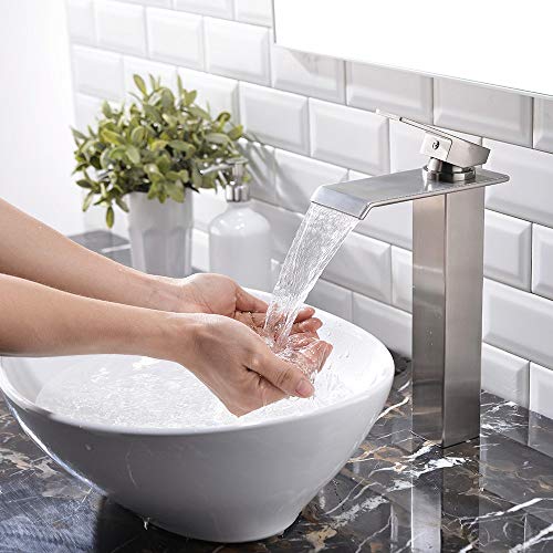 Black Single Handle Stainless Steel Waterfall Vessel Sink Faucet N71080