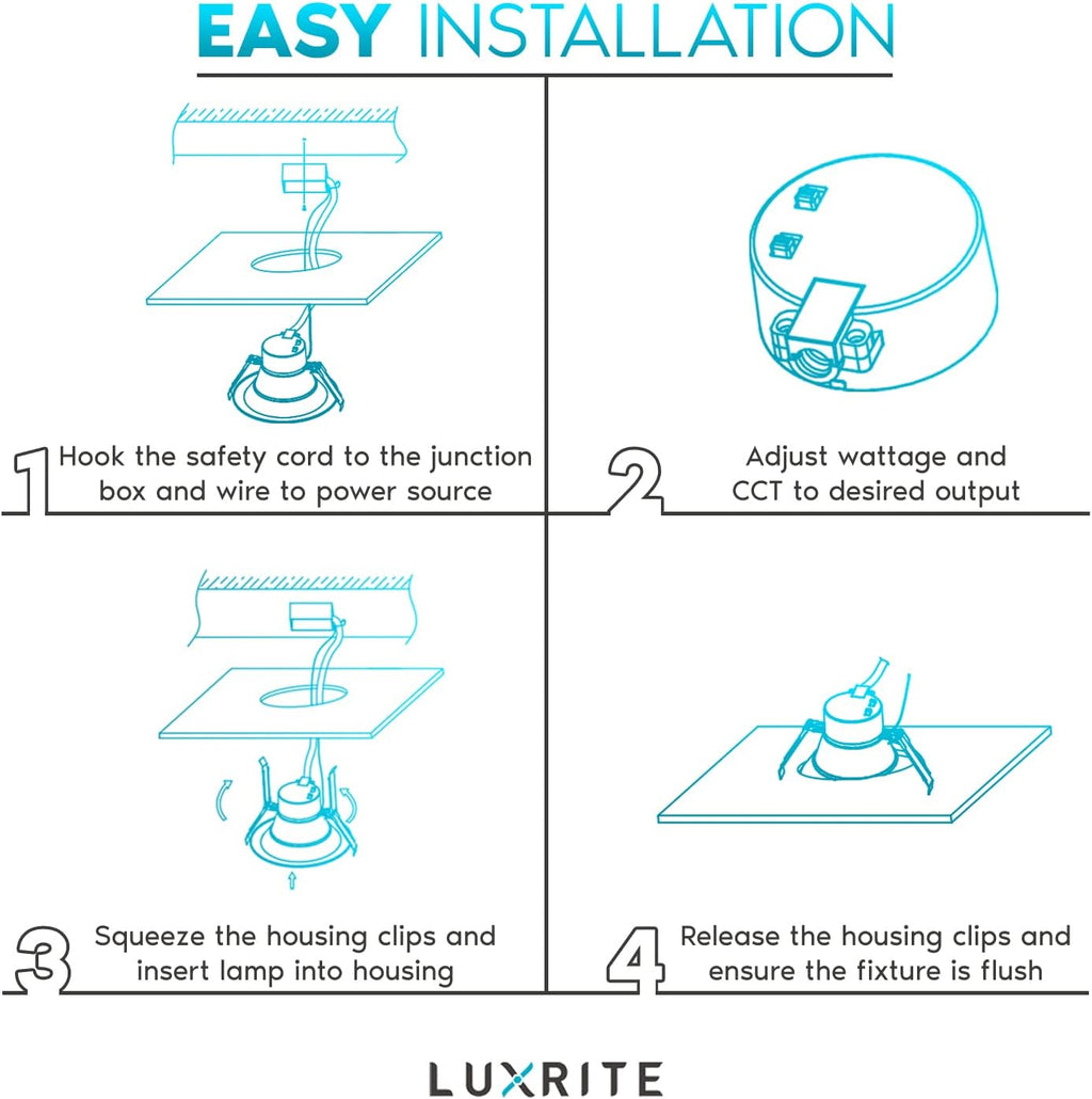 4 Inch LED Recessed Light, 3 Color Selectable 3000K-5000K, 6 Pack K887