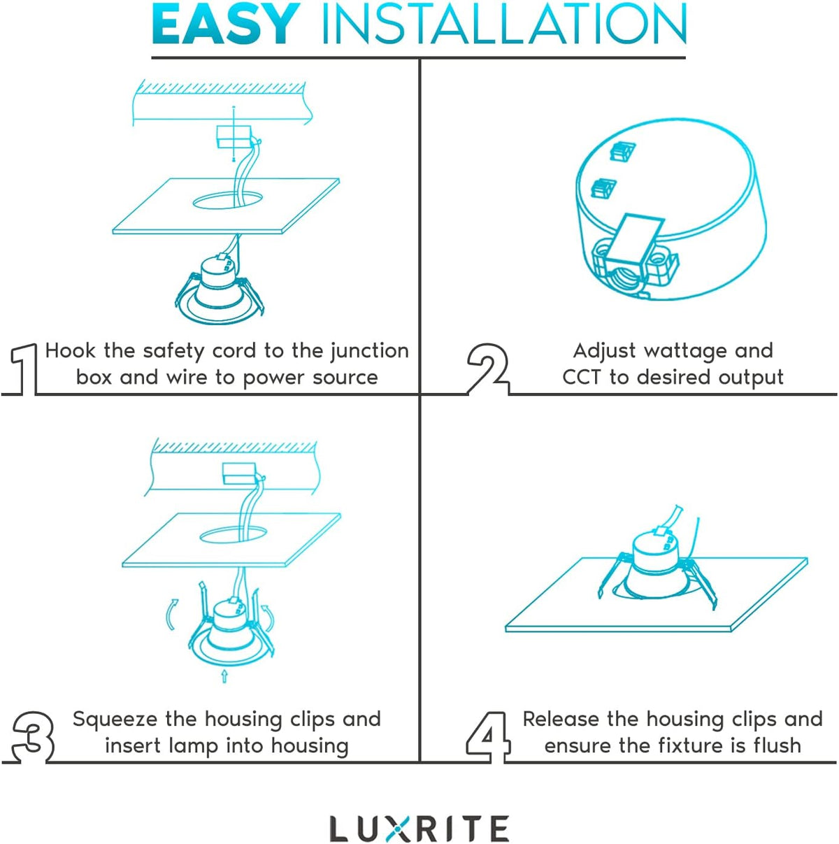 4 Inch LED Recessed Light, 3 Color Selectable 3000K-5000K, 6 Pack K887