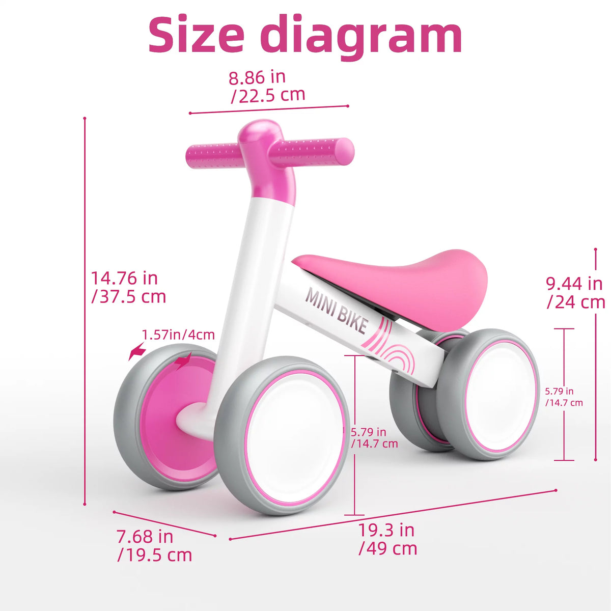 White 4 Wheels Baby Balance Bike T615754