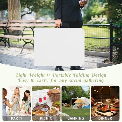 2 Pack 6 FT White Folding Plastic Table with Carrying Handle F92733