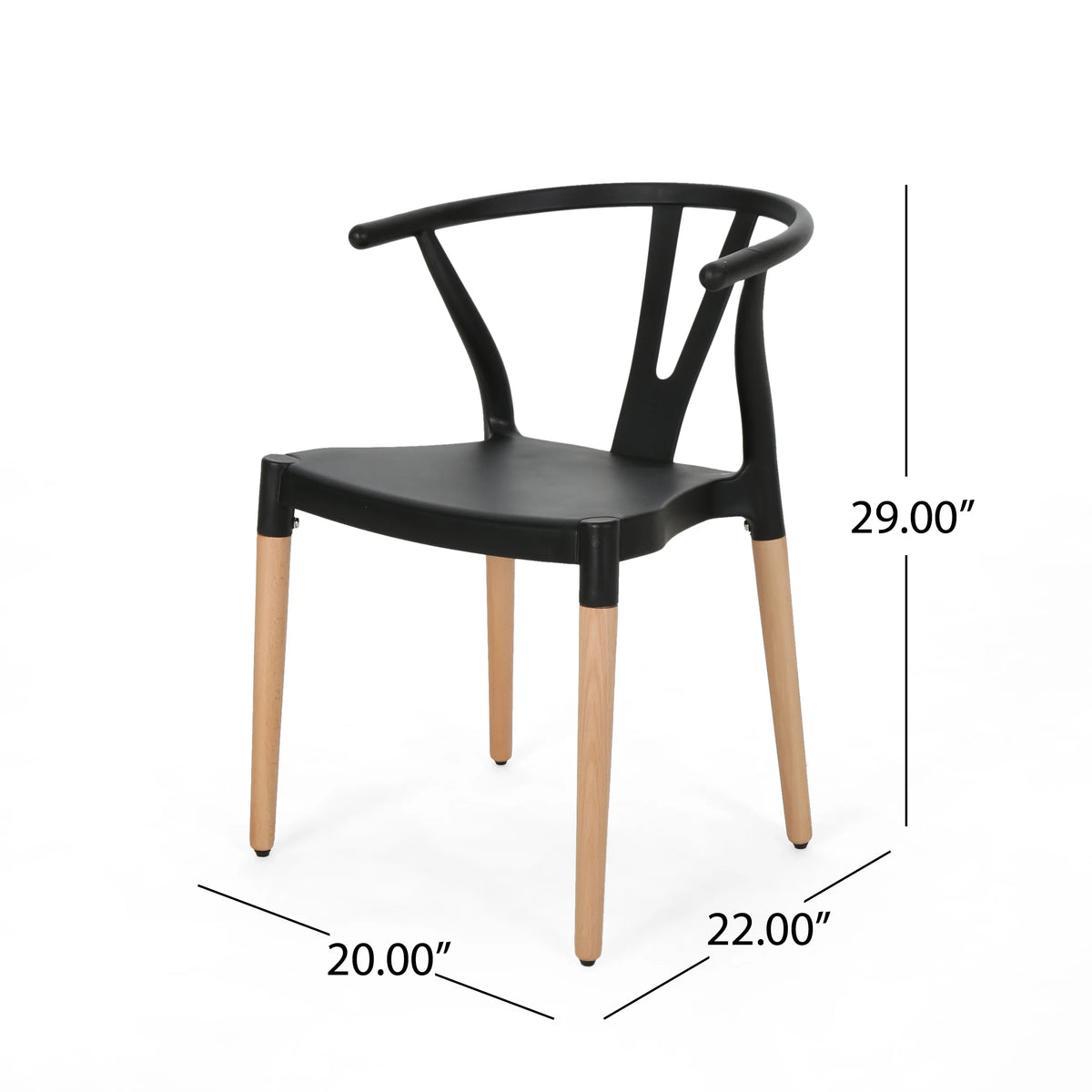 Black and Natural Finish Beech Wood Dining Chair Set of 2 F947