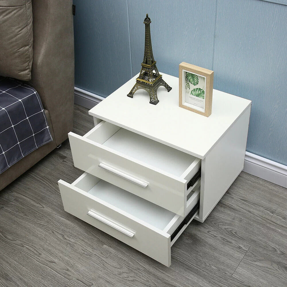 High Gloss 2 Drawer Nightstand Q11386