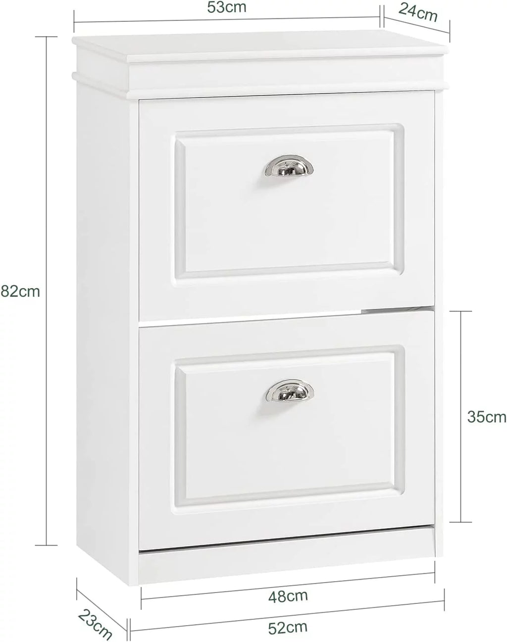 White 2 Flip-Drawers Shoe Cabinet U7076