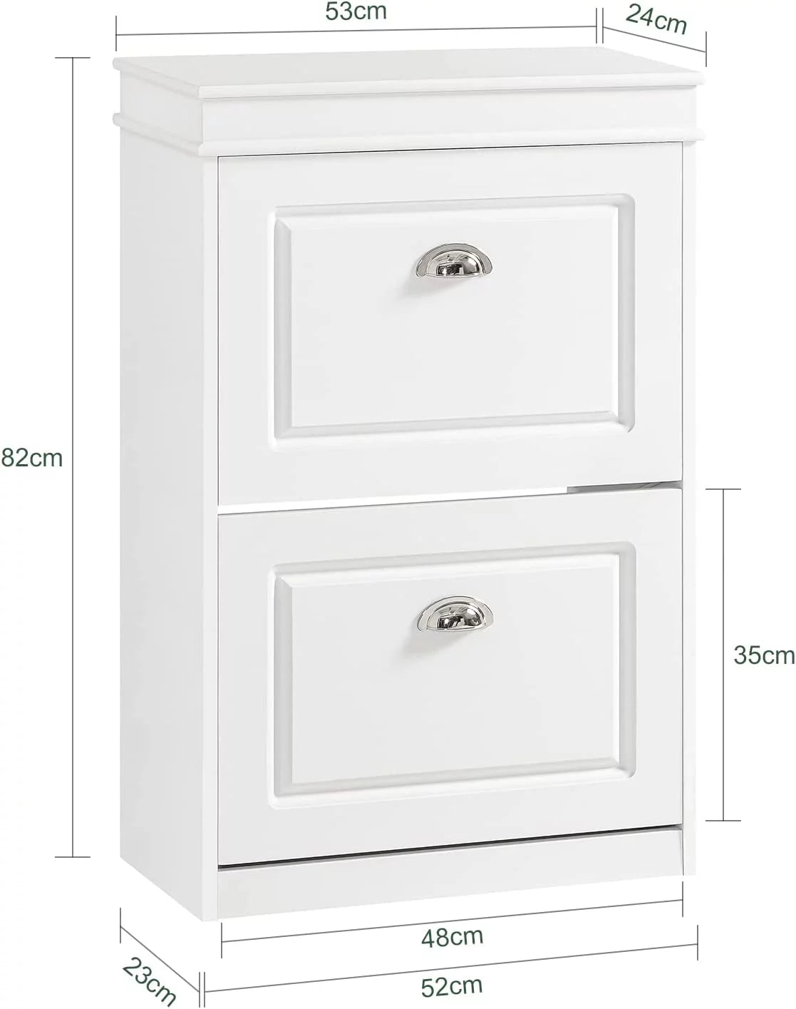 White 2 Flip-Drawers Shoe Cabinet U7076