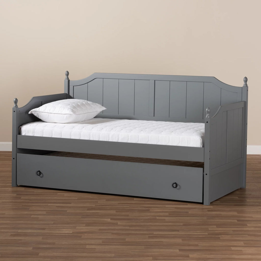 Grey Wood Twin Daybed with Trundle A408