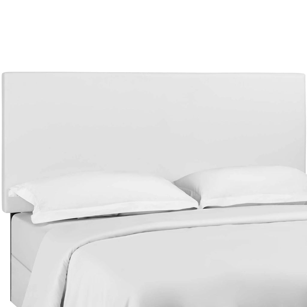 King California King White Upholstered Faux Leather Headboard X35149