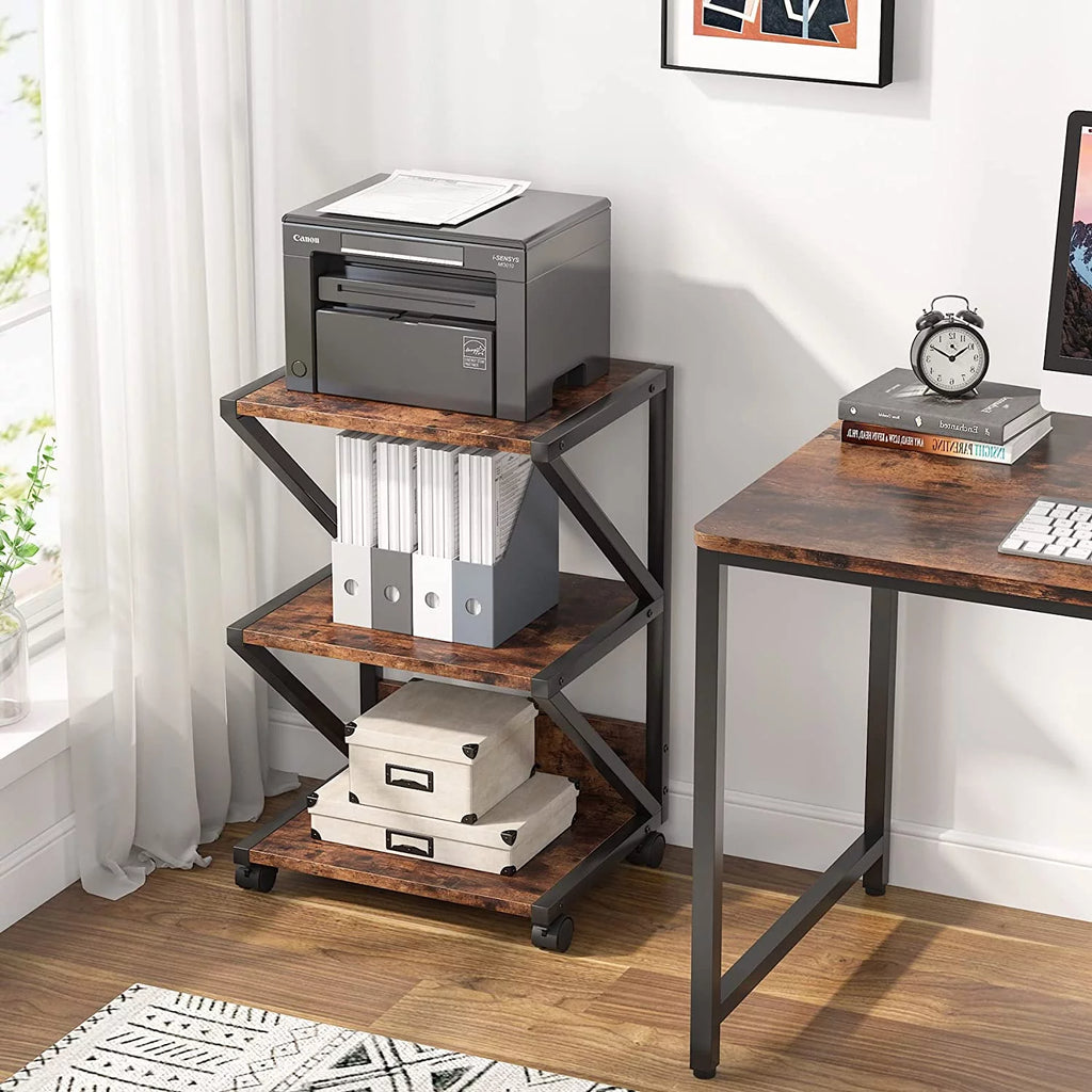 3-Tier Rolling Printer Cart with Storage Shelf S805