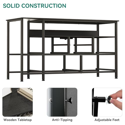 Black 9 Drawer TV Stand with Charging Station Z582973