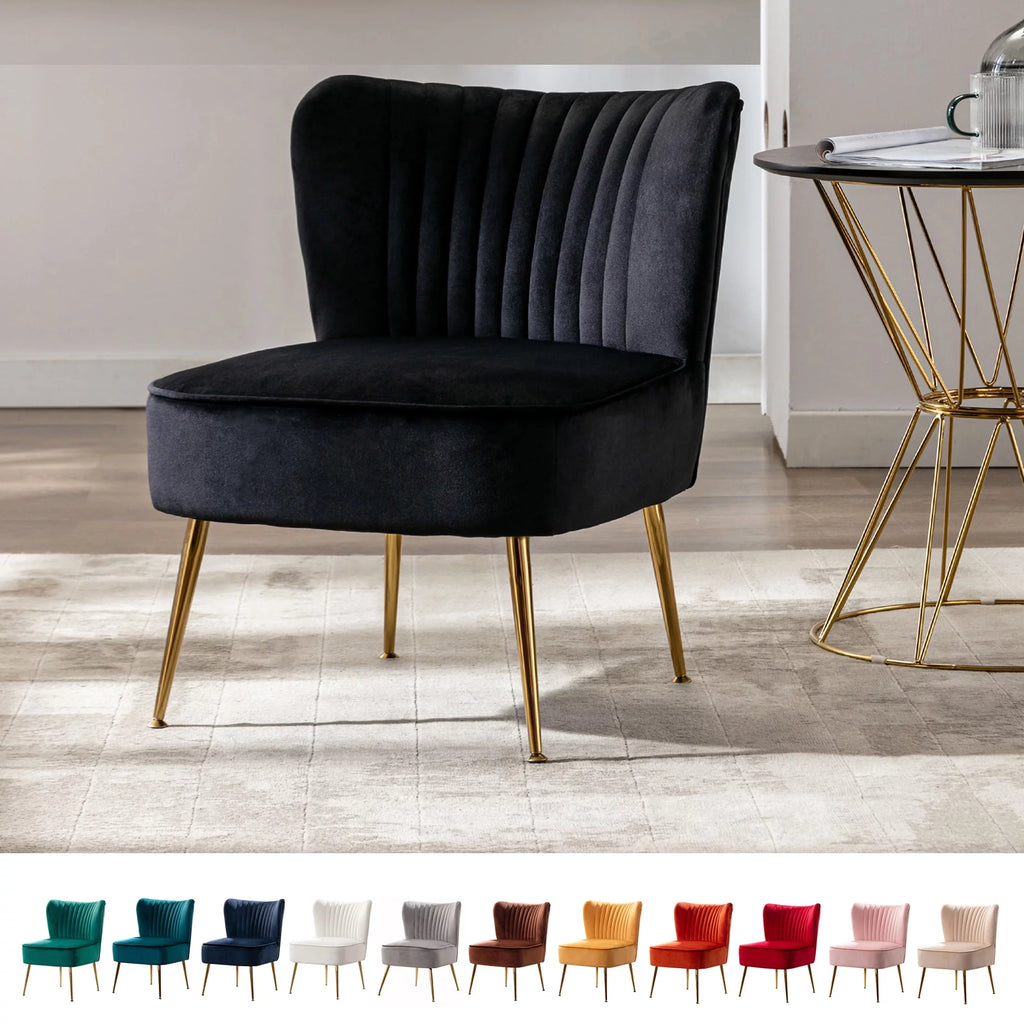 Tan Velvet Upholstered Accent Chair F2379