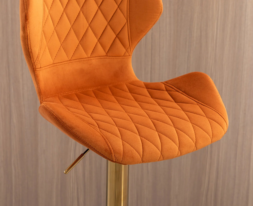Orange Velvet Adjustable Swivel Bar Stools Set of 2 M246445