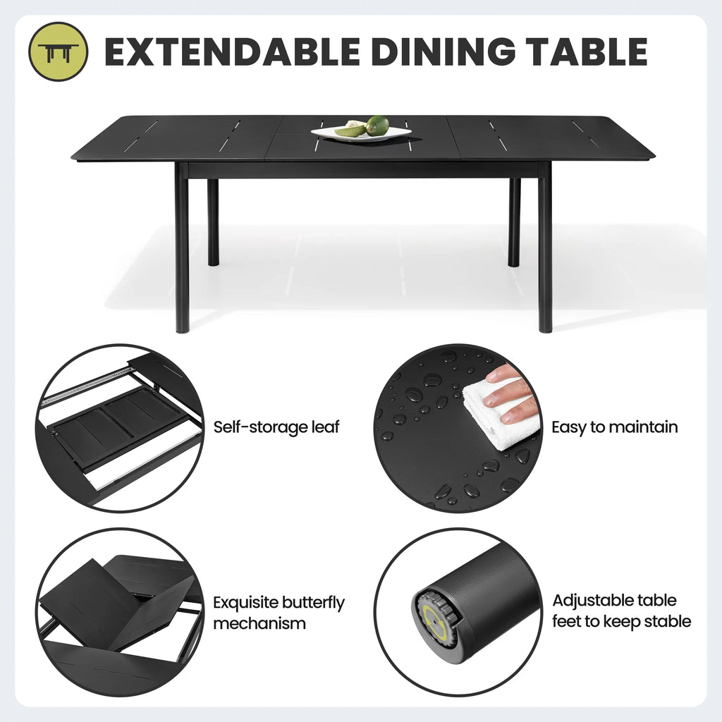 Expandable Aluminum Outdoor Dining Table M1225