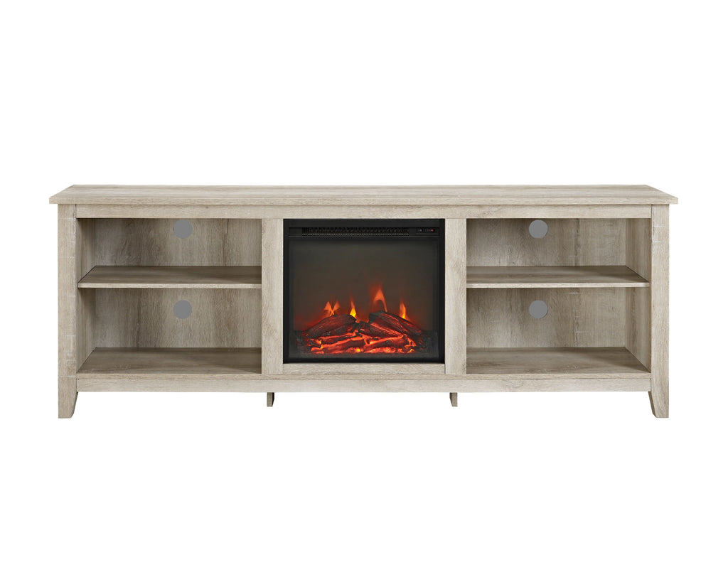White Oak Open Storage Fireplace TV Stand M6086