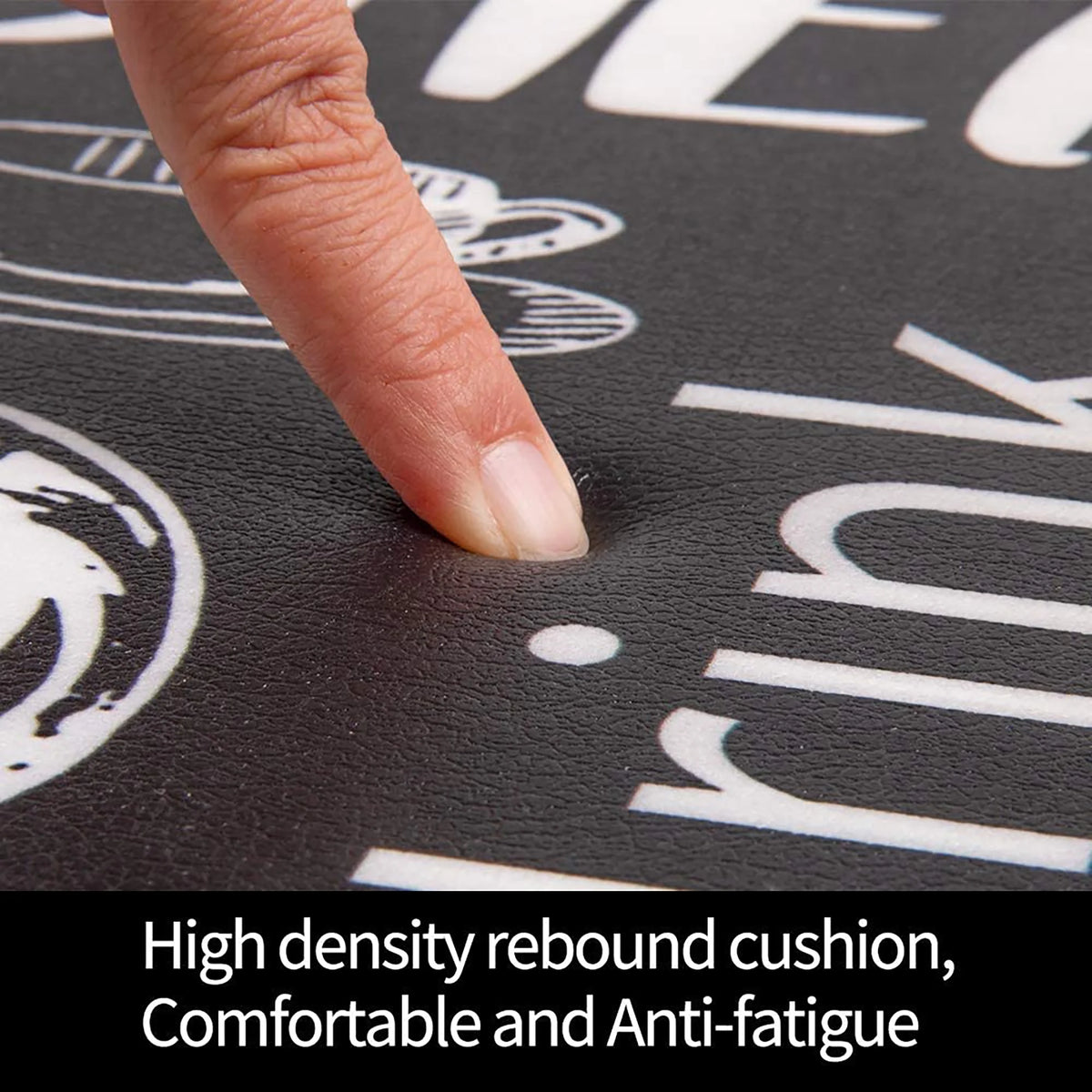 Anti Fatigue Kitchen Rug Mats Set of 2 Waterproof Non-Slip Black N589