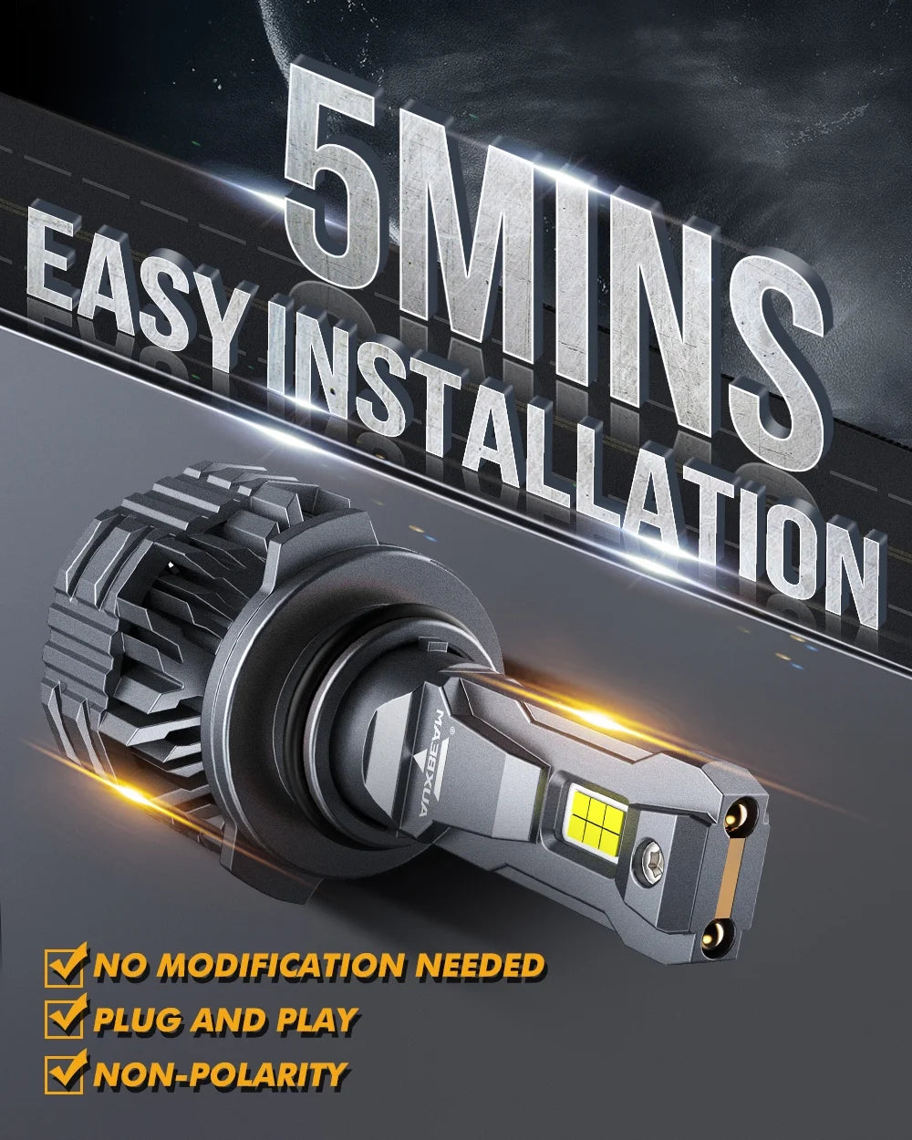 9005+9006 LED Headlight Bulbs 110W 24000LM 6500K Cool White 2 Bulbs Q40711