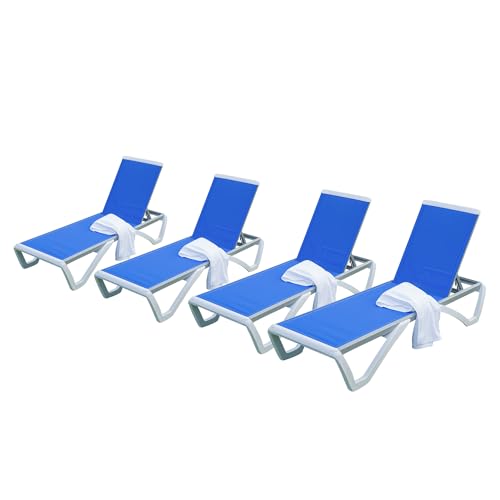 Adjustable Aluminum Outdoor Chaise Lounge with Table H282713