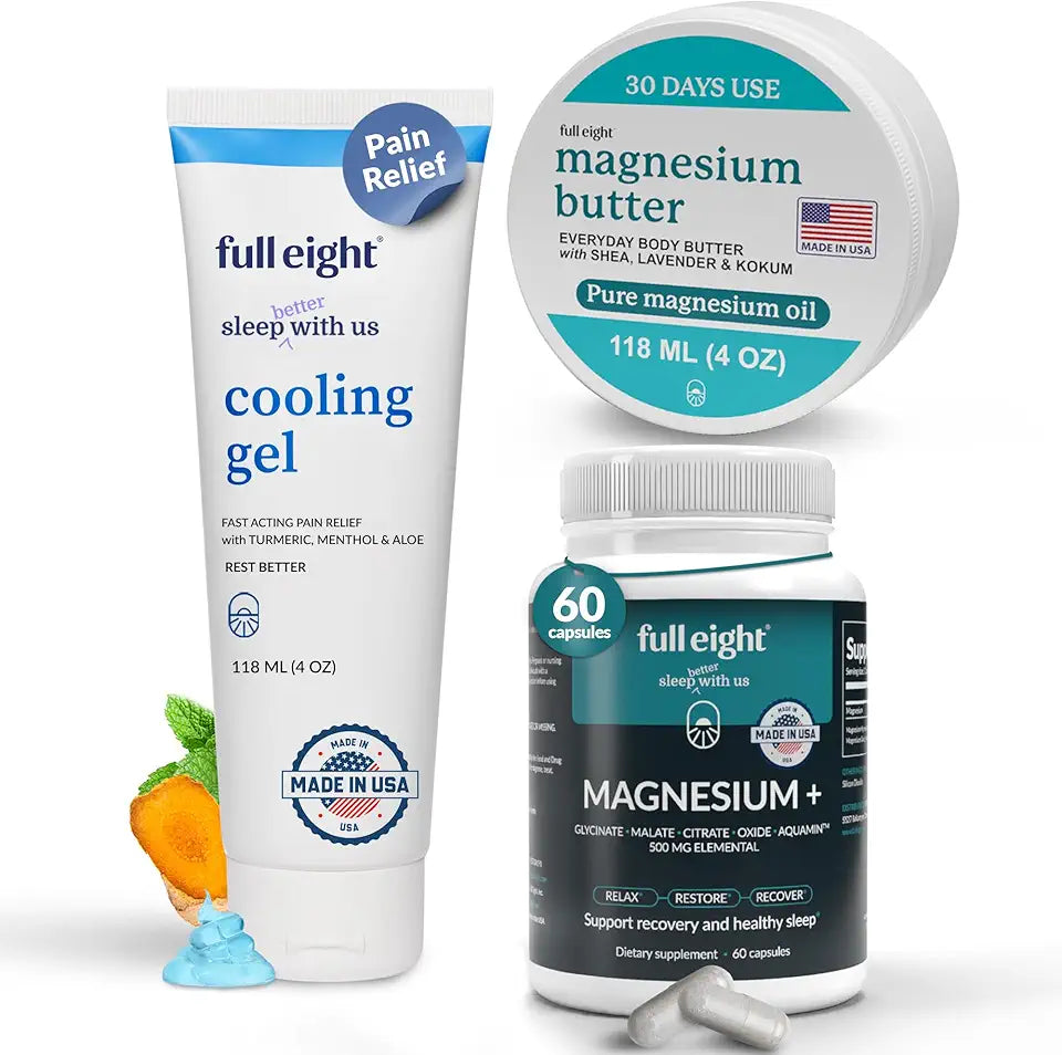Magnesium 500 MG 60 Caps, Body Butter 4oz & Cooling Gel 4oz Q876305