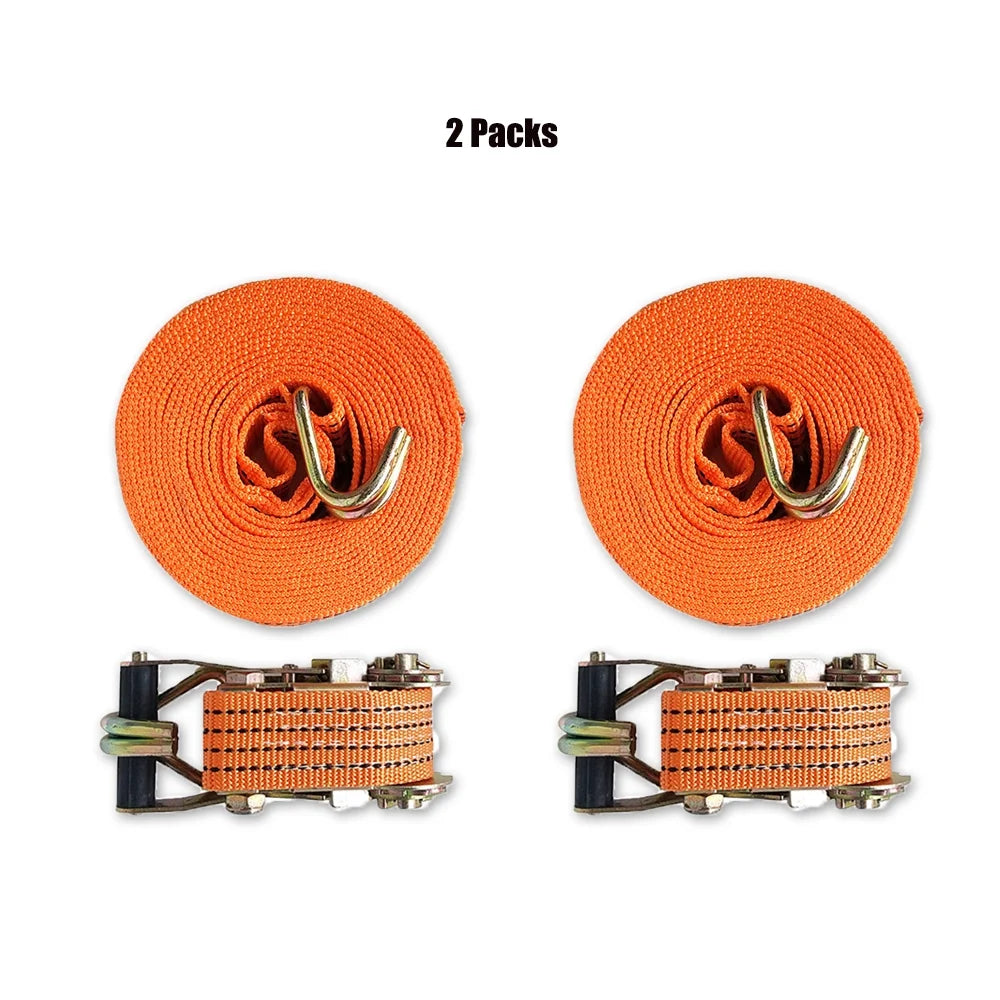 Heavy Duty Ratchet Straps with Double J-Hooks, 2 inch x 26.25 Feet, 11000 Lbs, 2 Packs M446