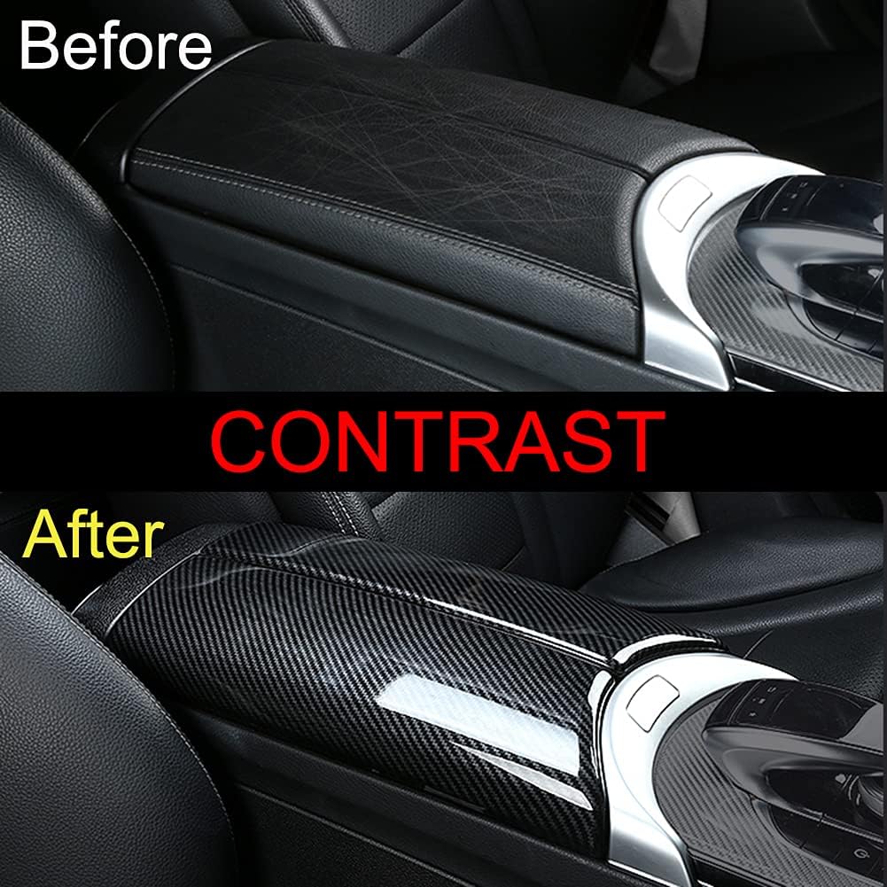 Car Interior Center Console Armrest Storage Box Protective Cover Trim (Carbon Fiber Color) R151