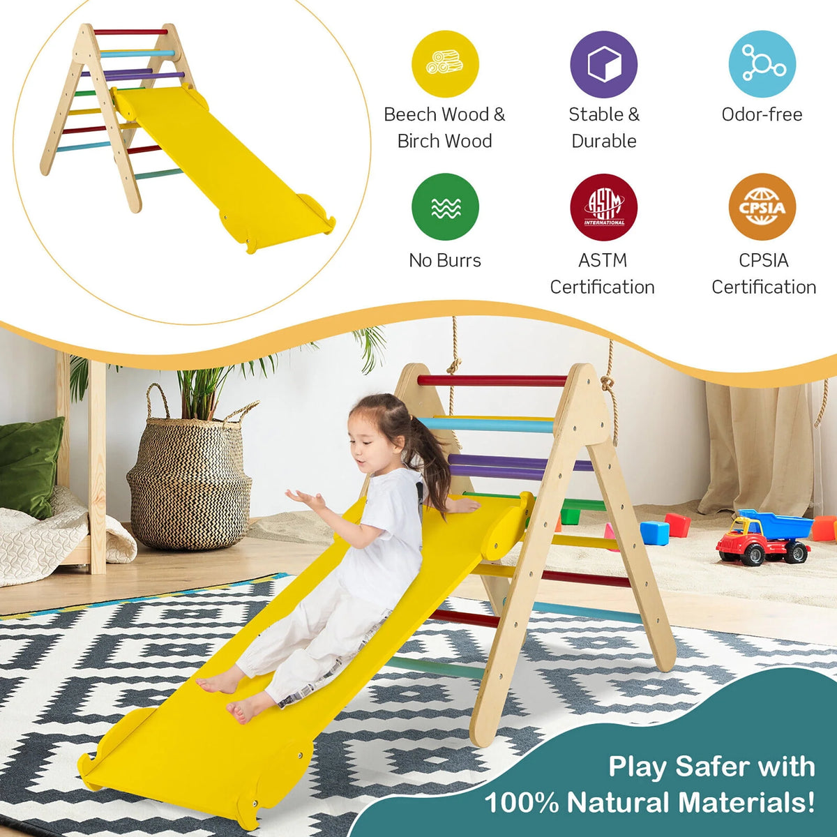 Wooden Climbing Triangle Set with Ramp N918