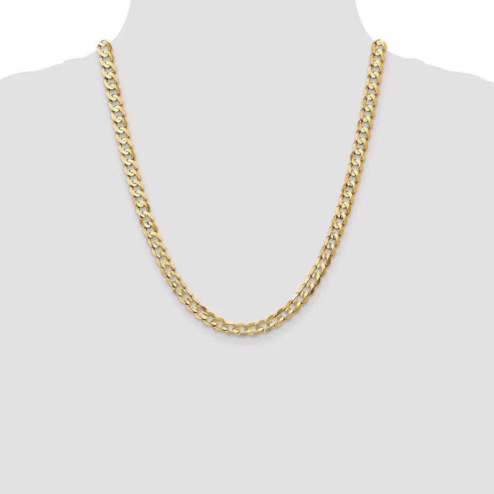 14kt Yellow Gold 22 inch Open Concave Curb Chain with Lobster Clasp T862069
