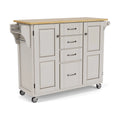 Off White Wood Rolling Kitchen Cart X33681