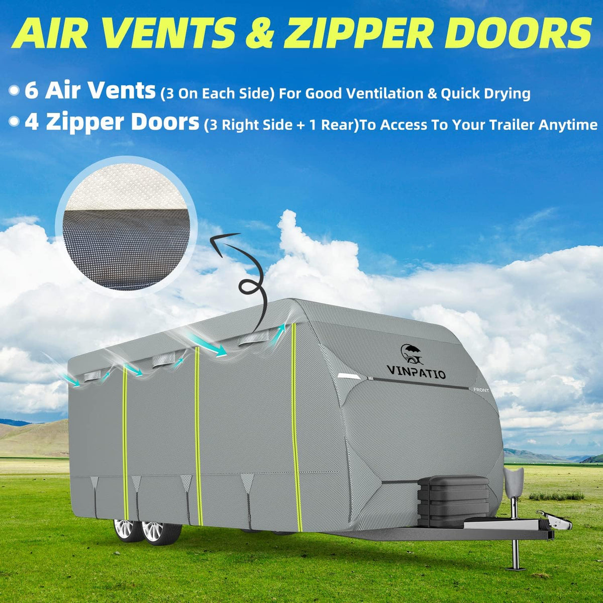 6 Layers Top RV Cover with 2 Extra Straps O615550