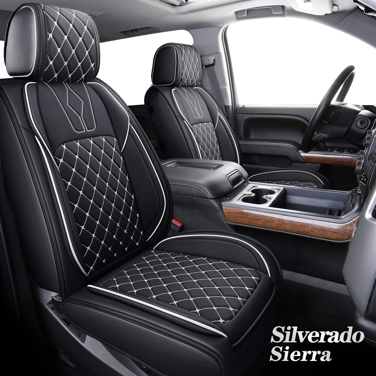 Black and Blue Waterproof Leather Car Seat Covers Full Set J5828