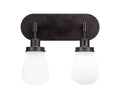 Two Light Bath Bar Dark Granite Finish with White Glass K841