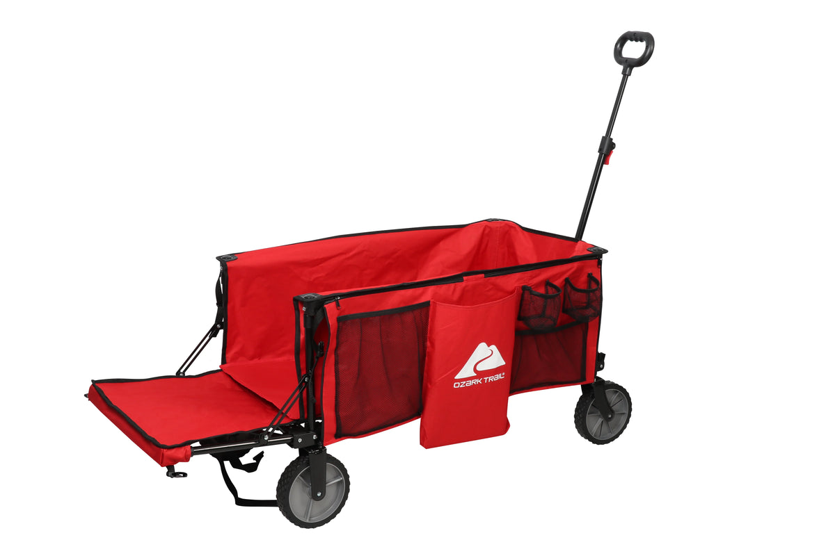 Camping Utility Wagon with Tailgate & Extension Handle, Red P668546