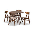 Light Beige Fabric and Wood 5-Piece Dining Set W7474