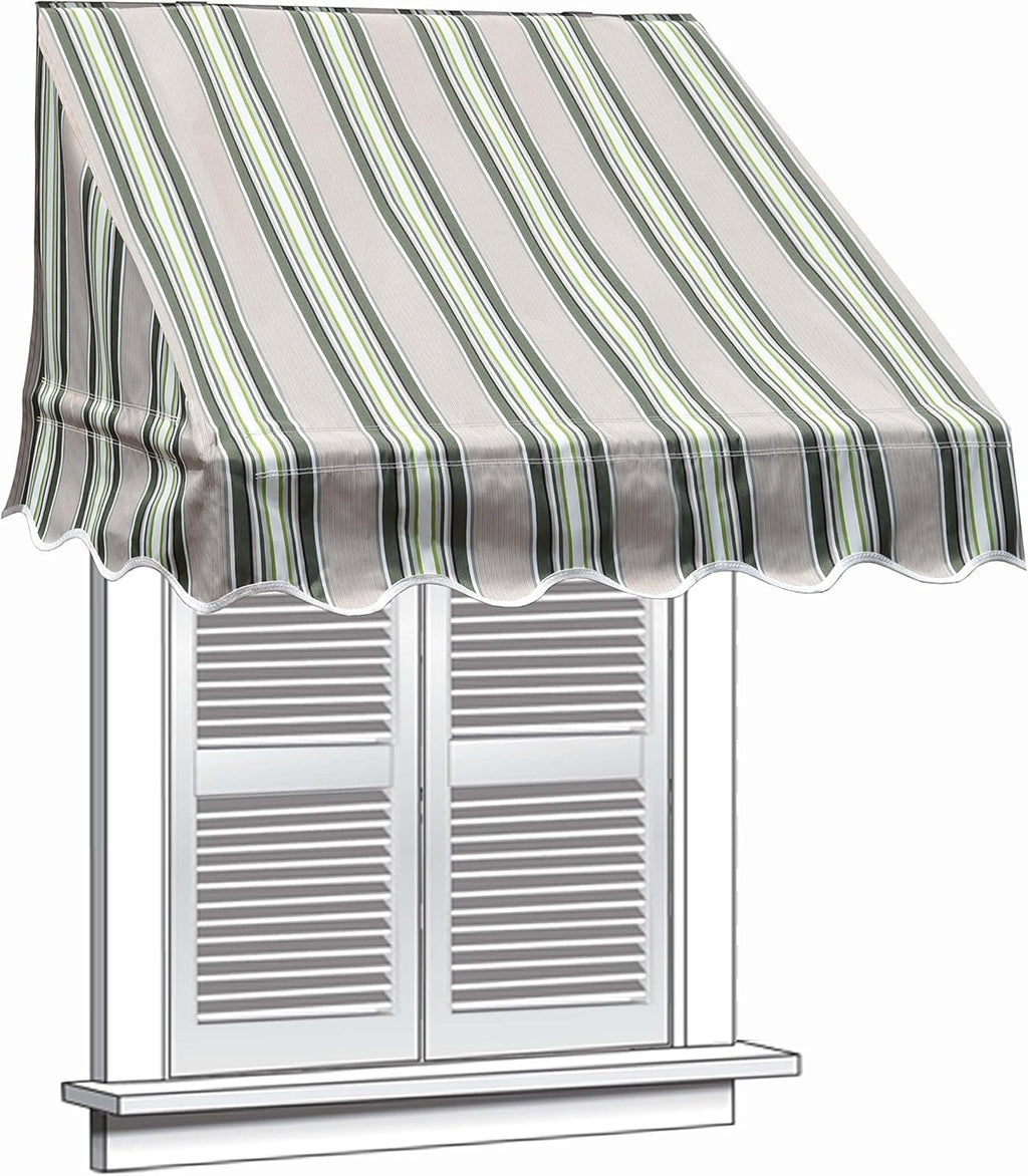 Green Multi-Stripe Window Canopy Awning 6 x 2 Feet V655896
