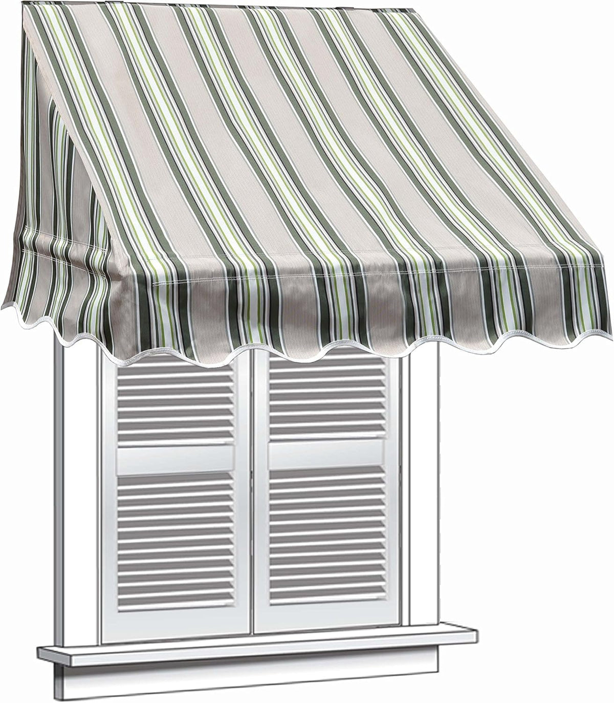 Green Multi-Stripe Window Canopy Awning 6 x 2 Feet V655896