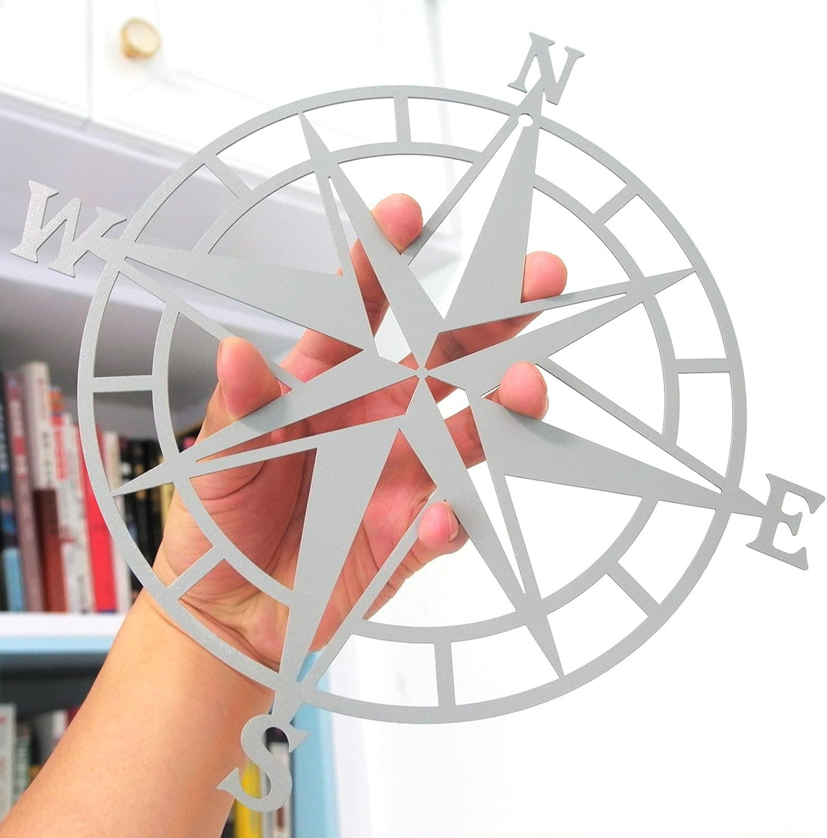 11 Inches Metal Nautical Compass Wall Decor, Cyan Gray, Pack of 2 J4938