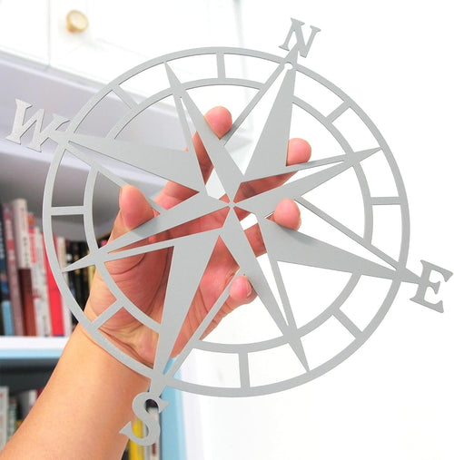 11 Inches Metal Nautical Compass Wall Decor, Cyan Gray, Pack of 2 J4938