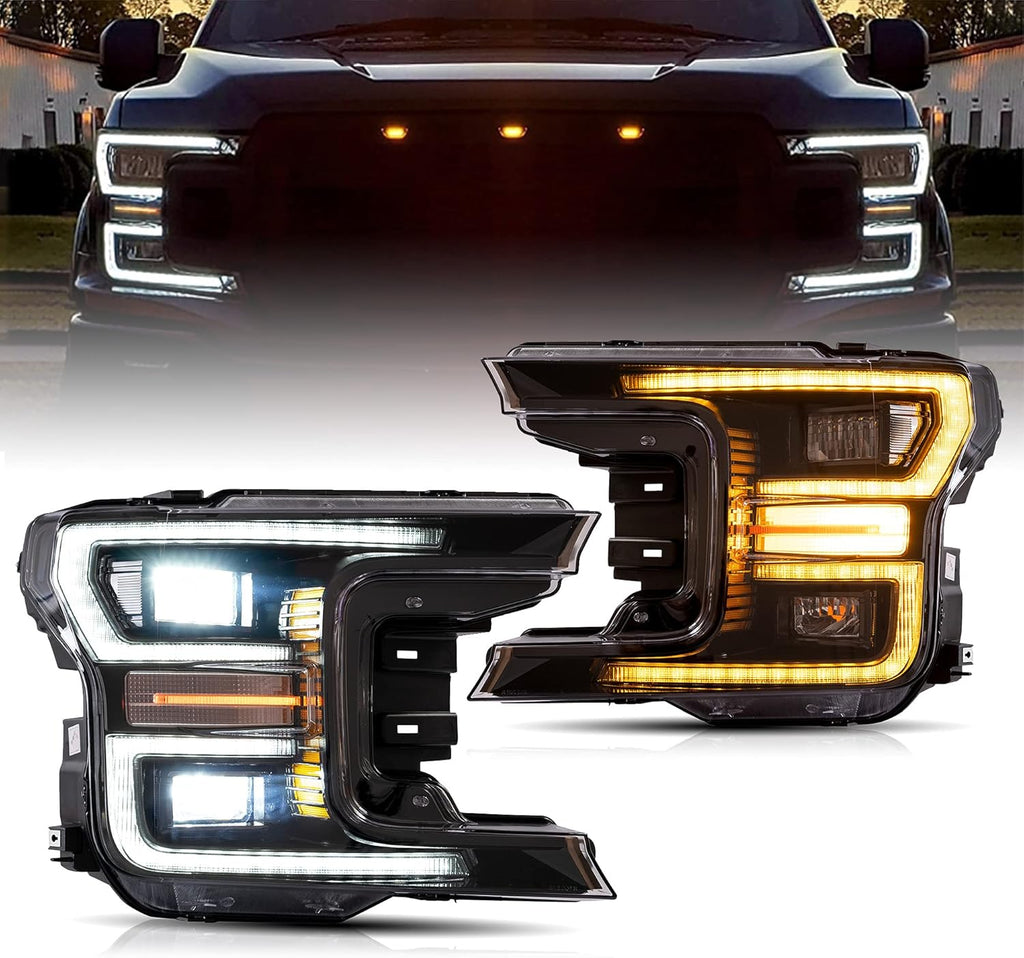 Black Housing LED Headlights with Sequential Turn Signal U472