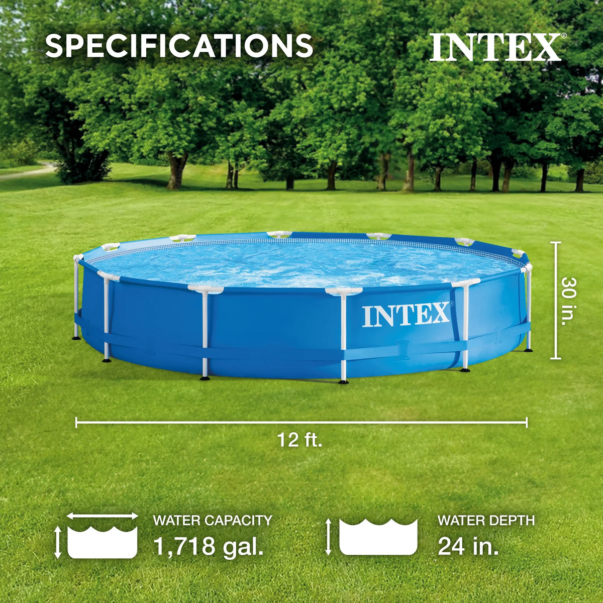 12' x 30 Metal Frame Round Above Ground Swimming Pool P89984