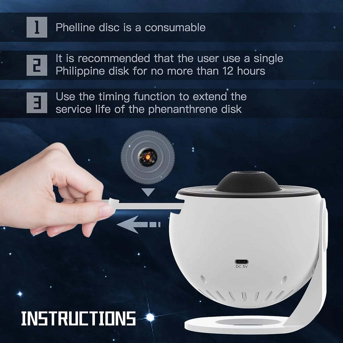Galaxy Star Projector with 12 Galaxy Discs 360 Degree Rotation L169