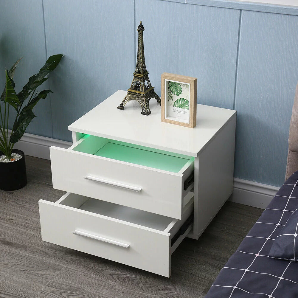 High Gloss 2 Drawer Nightstand Q11386