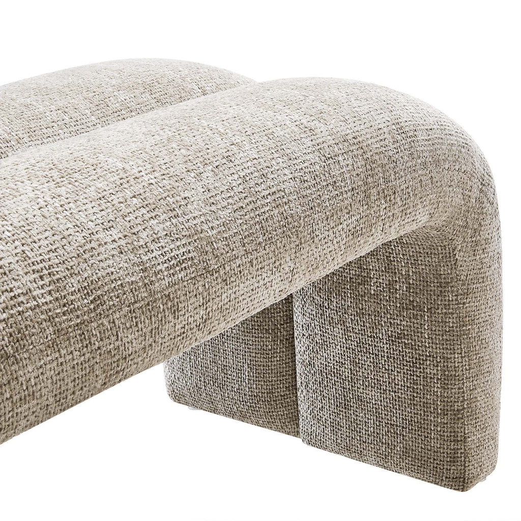 Khaki Chenille Upholstered Accent Bench O20616