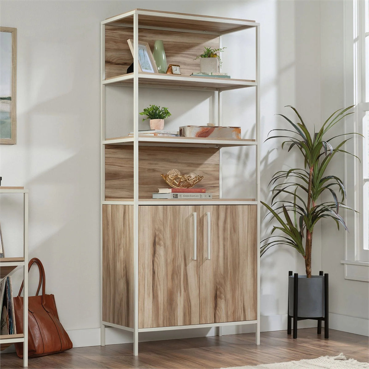 Kiln Acacia Brown Engineered Wood Bookcase D686