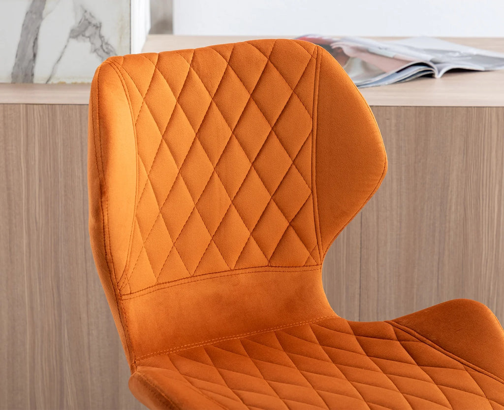 Orange Velvet Adjustable Swivel Bar Stools Set of 2 M246445