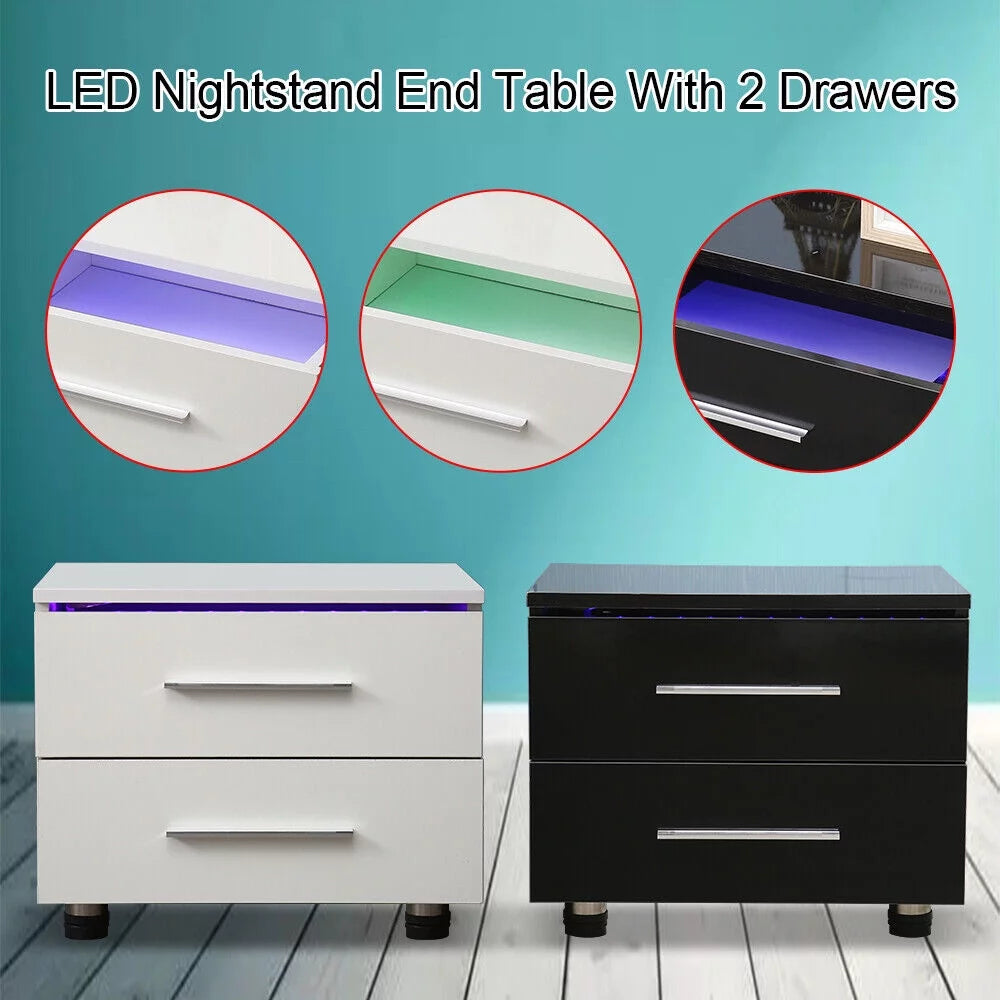 High Gloss 2 Drawer Nightstand Q11386