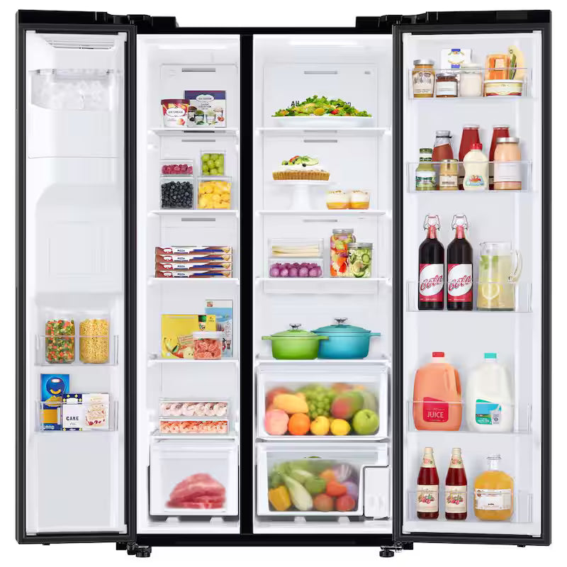 Side by Side Refrigerator in Black Stainless Steel I478