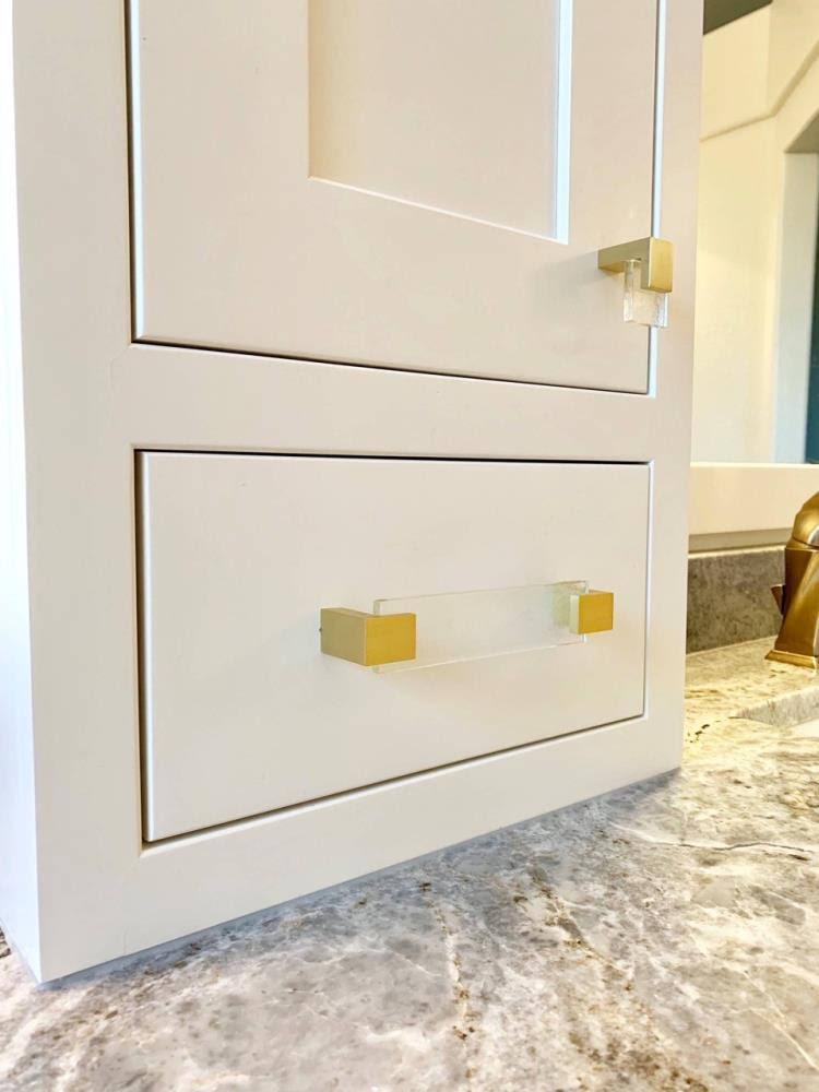 Clear/Satin Nickel Rectangular Drawer Pulls T7949
