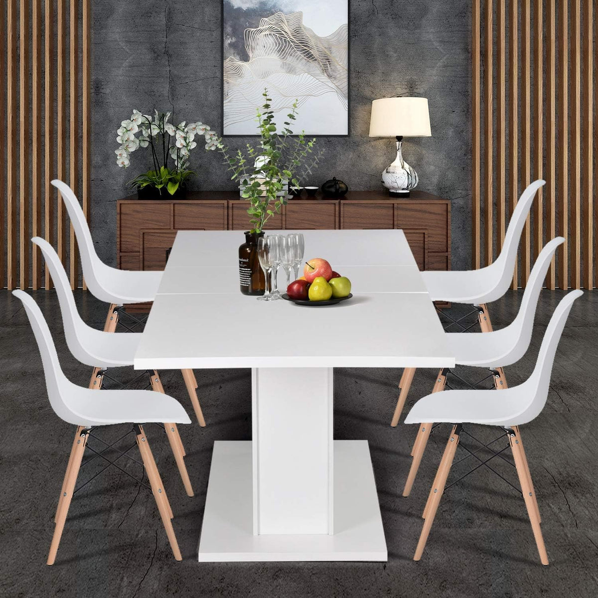 White High Gloss Wooden Expandable Dining Table E698