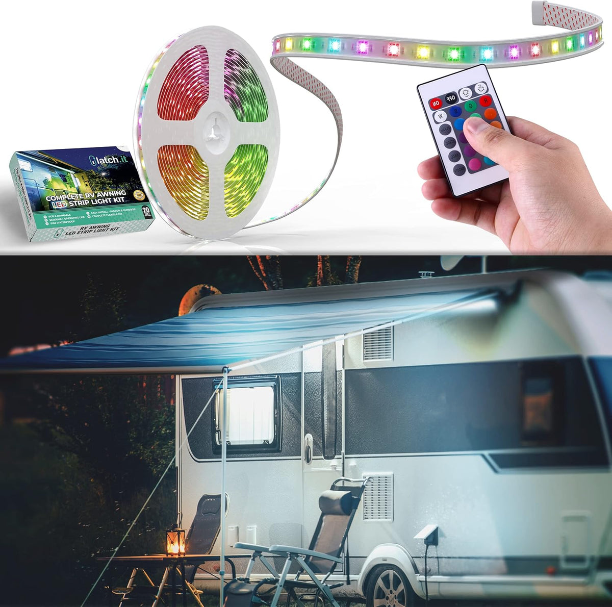 30’ IP68 Waterproof LED Awning Light Kit, Pack of 2 B687814