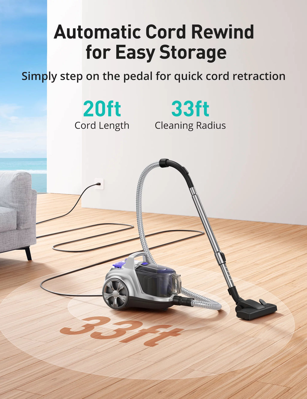 1200W 3.6QT Bagless Canister Vacuum Cleaner R4142